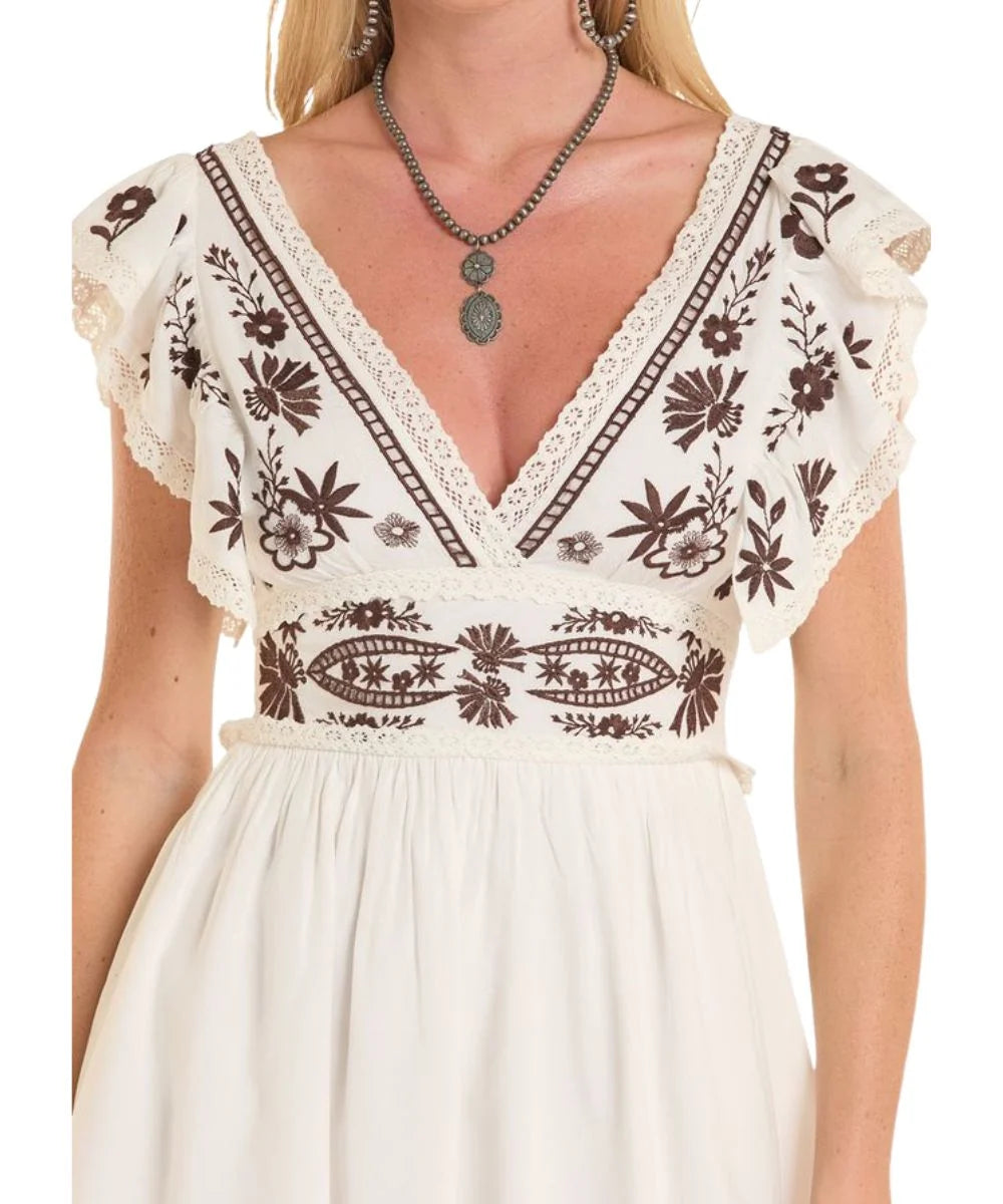 The Prairie Rose Embroidered Mini Dress — Rock & Roll Denim