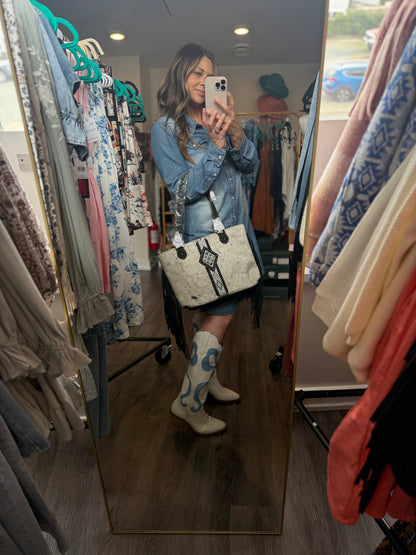 Trinity Ranch Hair On Cowhide Concealed Carry Tote - spotted hide