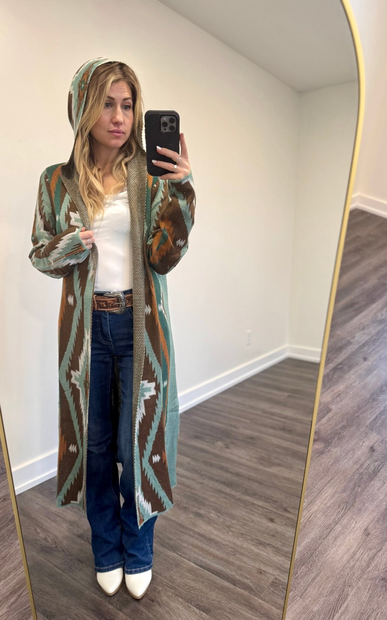 Rock & Roll Denim Brown Aztec Sweater Cardigan