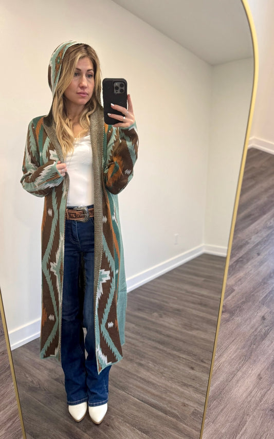 Rock & Roll Denim Brown Aztec Sweater Cardigan