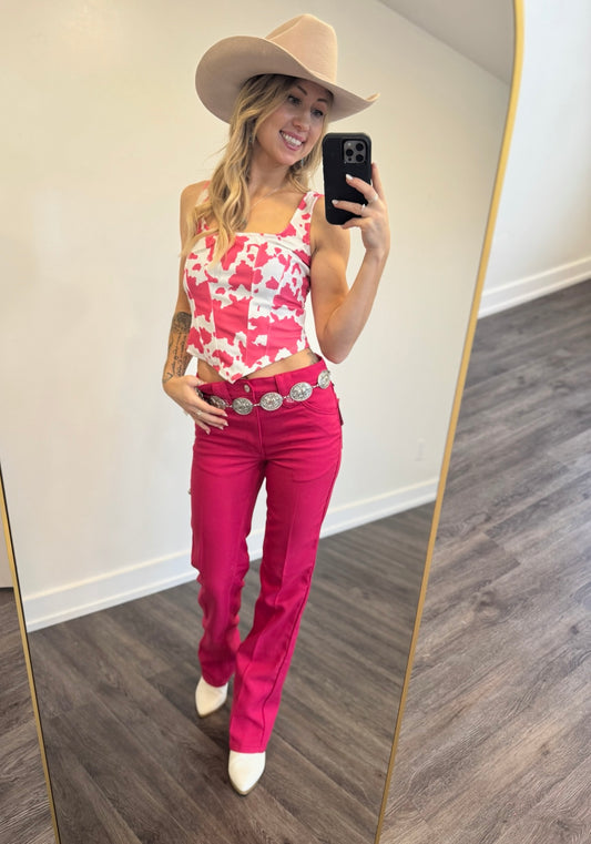 Pink Barbie Wrangler High Rise Pants