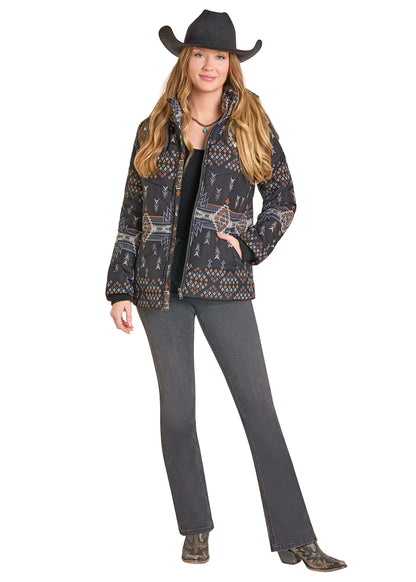Aztec Hooded Puffer Jacket by Panhandle
