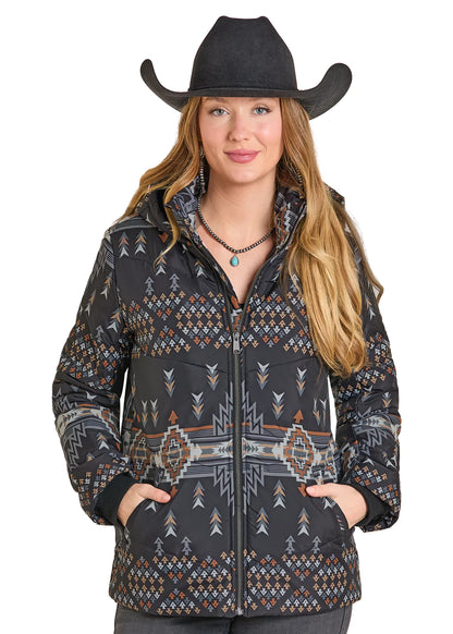 Aztec Hooded Puffer Jacket by Panhandle
