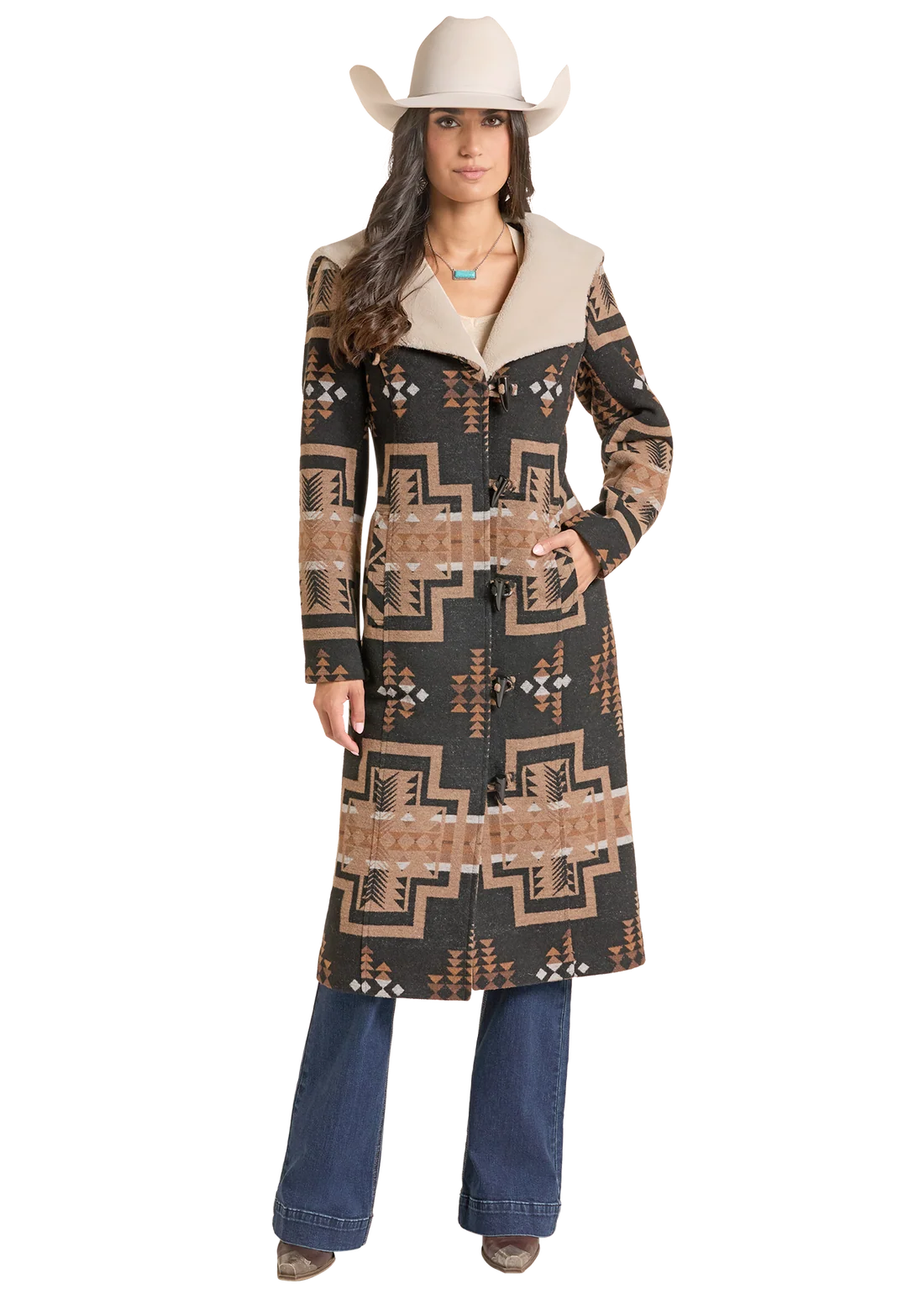 The Aztec Sherpa Hooded Coat | Panhandle