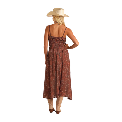 Rock & Roll Denim Horse Print Midi Dress