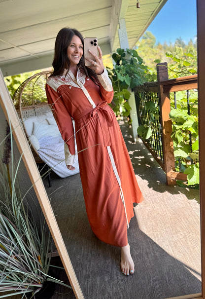 The Copper Canyon Western Maxi Dress by Panhandle🤎