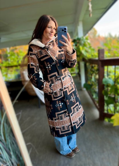 The Aztec Sherpa Hooded Coat | Panhandle