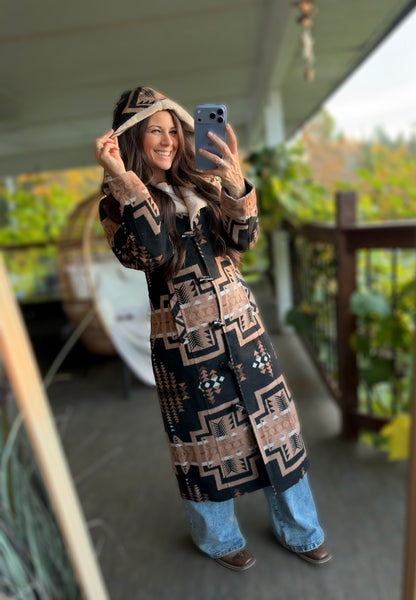The Aztec Sherpa Hooded Coat | Panhandle