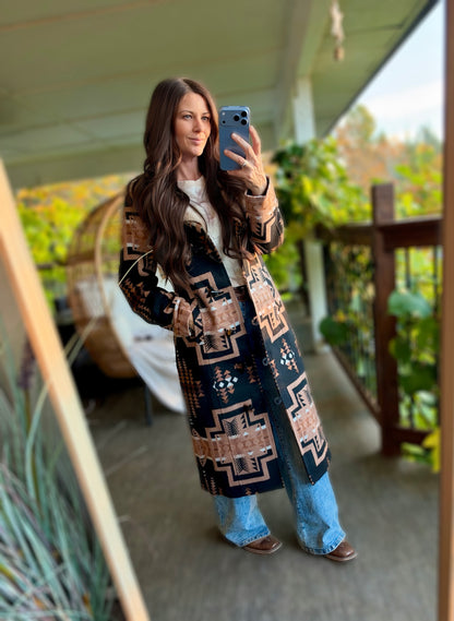 The Aztec Sherpa Hooded Coat | Panhandle