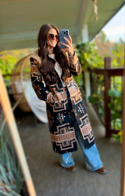 The Aztec Sherpa Hooded Coat | Panhandle
