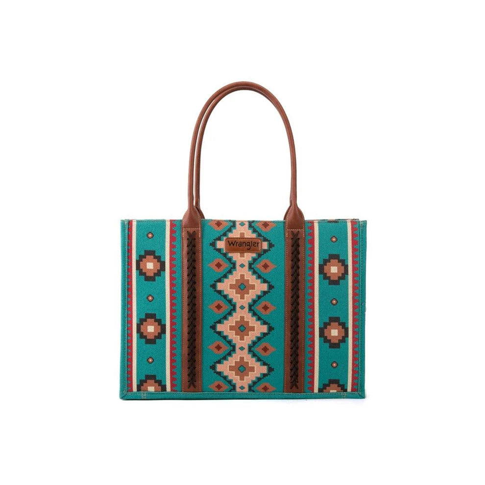 Montana West Large Aztec Print Tote Bag Teal Blue