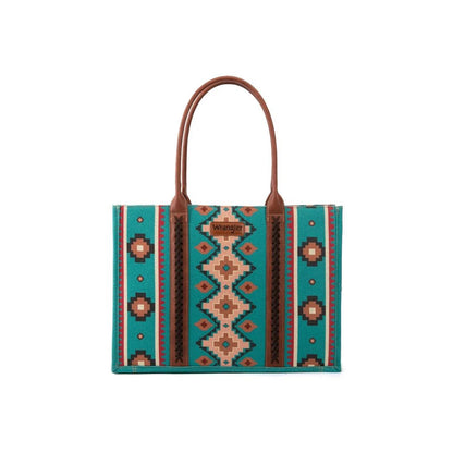 Montana West Large Aztec Print Tote Bag Teal Blue