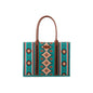 Montana West Large Aztec Print Tote Bag Teal Blue