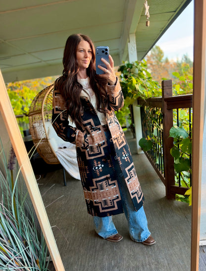 The Aztec Sherpa Hooded Coat | Panhandle