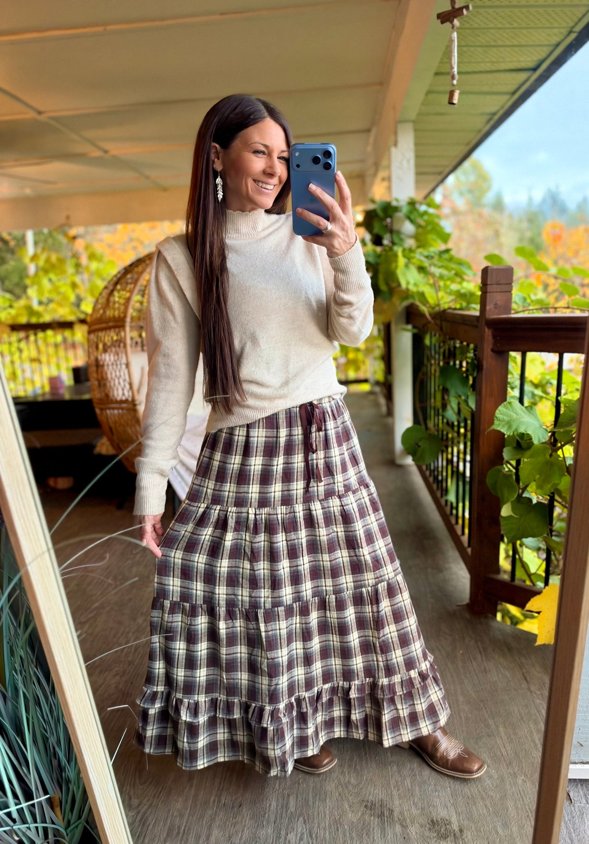 The Autumn Trails Plaid Maxi Skirt