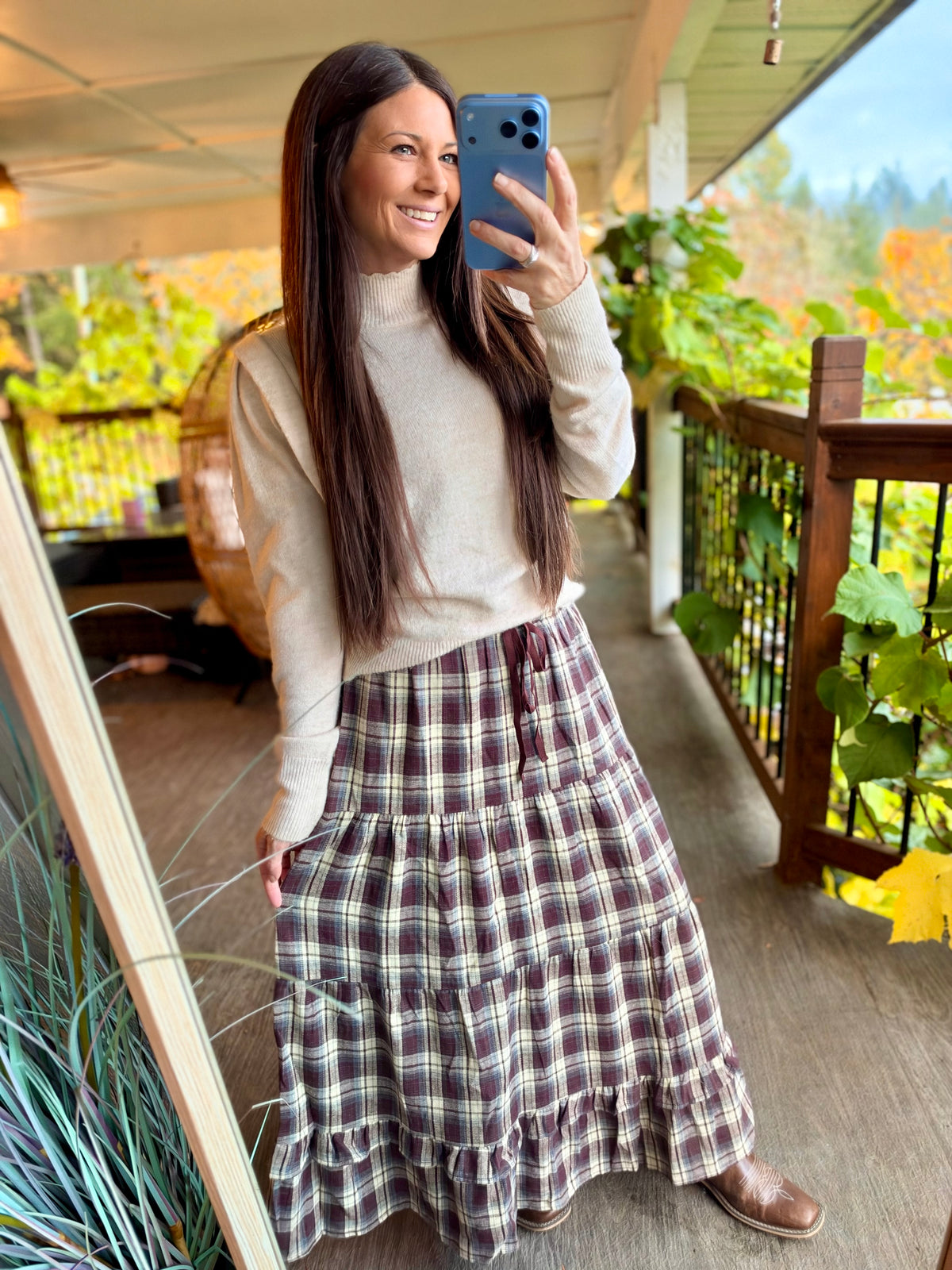 The Autumn Trails Plaid Maxi Skirt