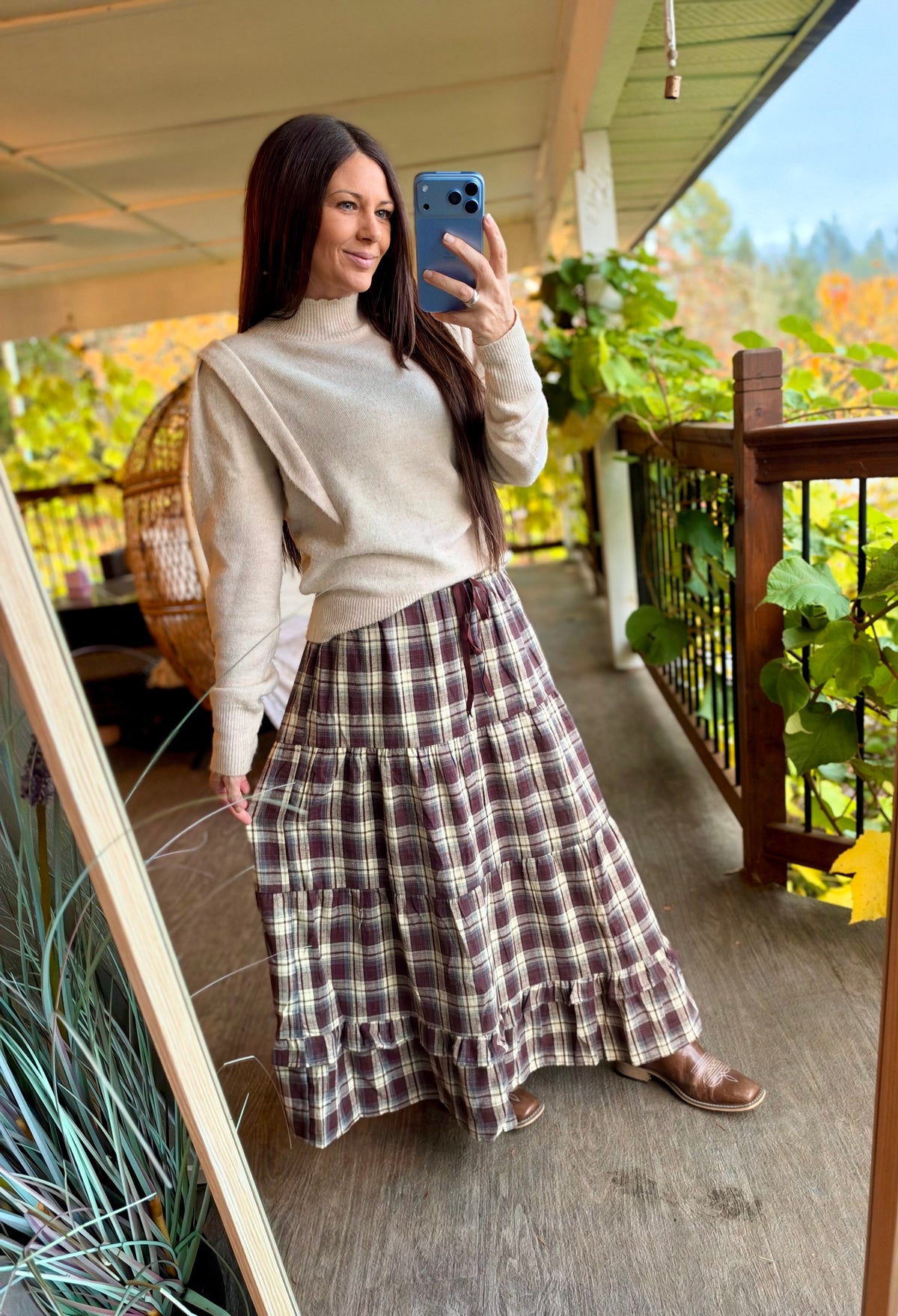 The Autumn Trails Plaid Maxi Skirt