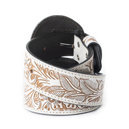 Talon High Desert Tooled Belt - White