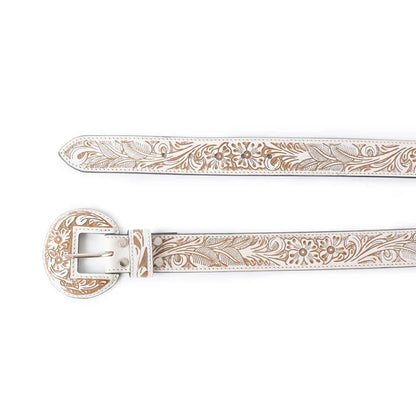 Talon High Desert Tooled Belt - White