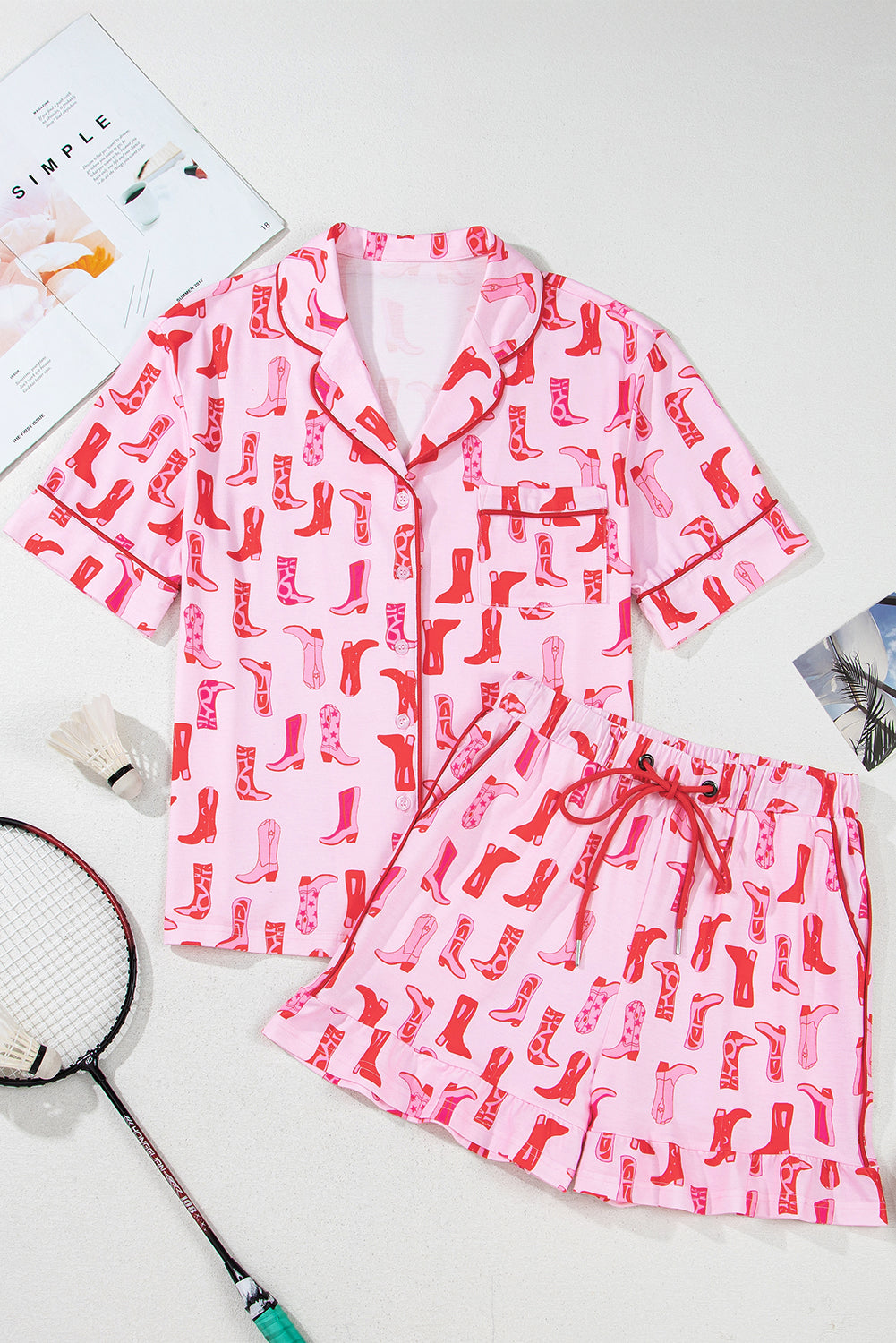 The Dolly Pink Boots Pajama Set