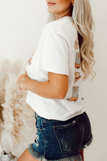 Let's Go Girls - White Double Sided Hat and Boots Tee