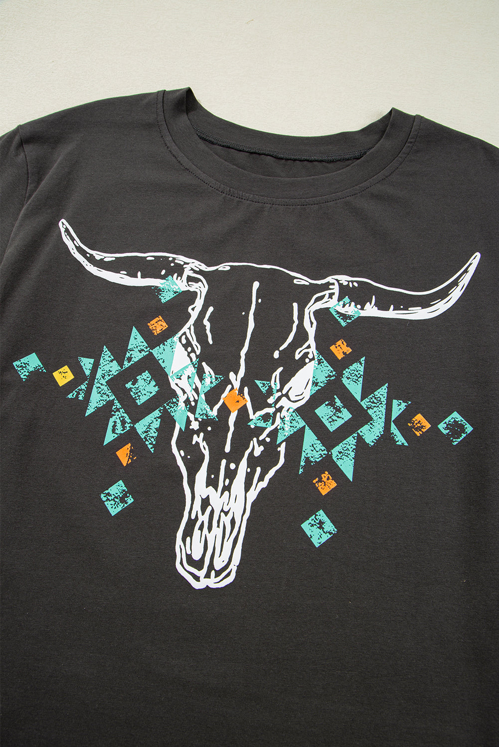 The Dakota Carbon Grey Bull Head Cropped Tee