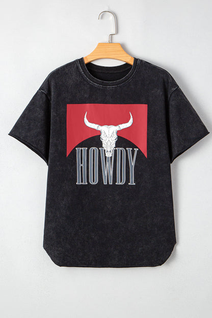 The Howdy Tee - Steer Head Vintage T Shirt with side slits