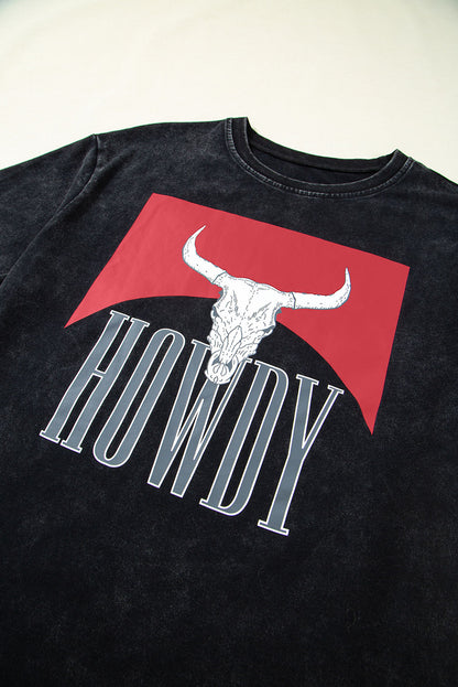The Howdy Tee - Steer Head Vintage T Shirt with side slits