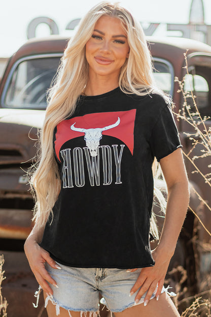 The Howdy Tee - Steer Head Vintage T Shirt with side slits