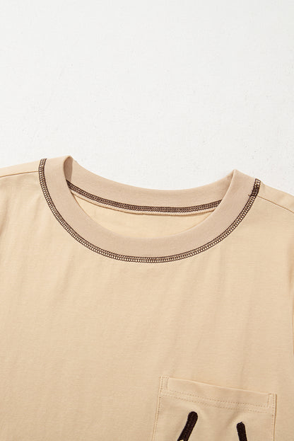 RODEO Horseshoe Embroidered Apricot Pocket Tee