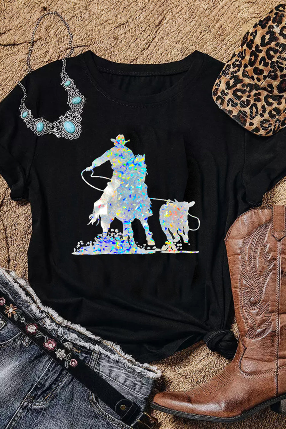 The Roper - Black Western Roper Tee