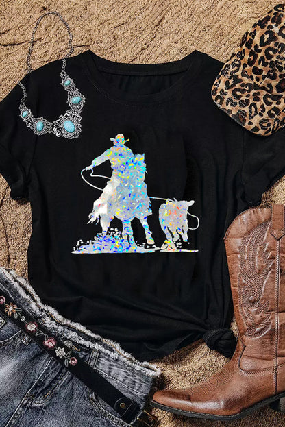 The Roper - Black Western Roper Tee