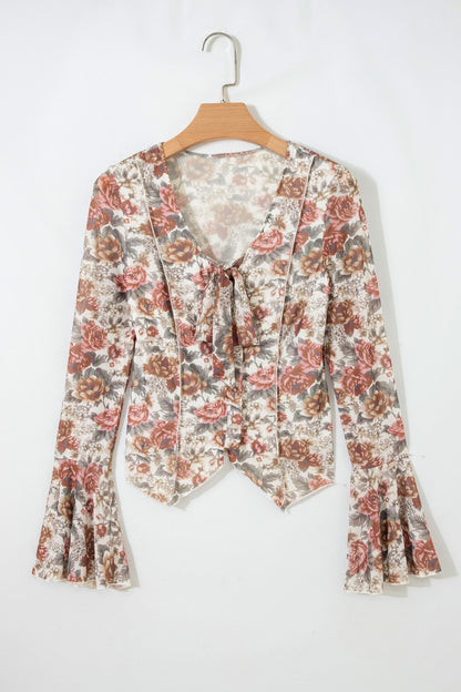 Dusty Rose Bell Sleeve Blouse