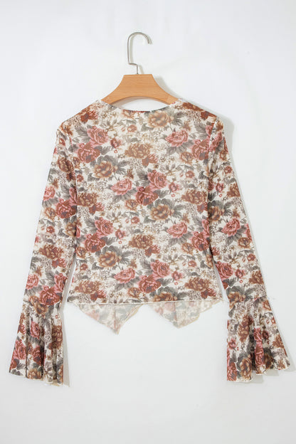 Dusty Rose Bell Sleeve Blouse