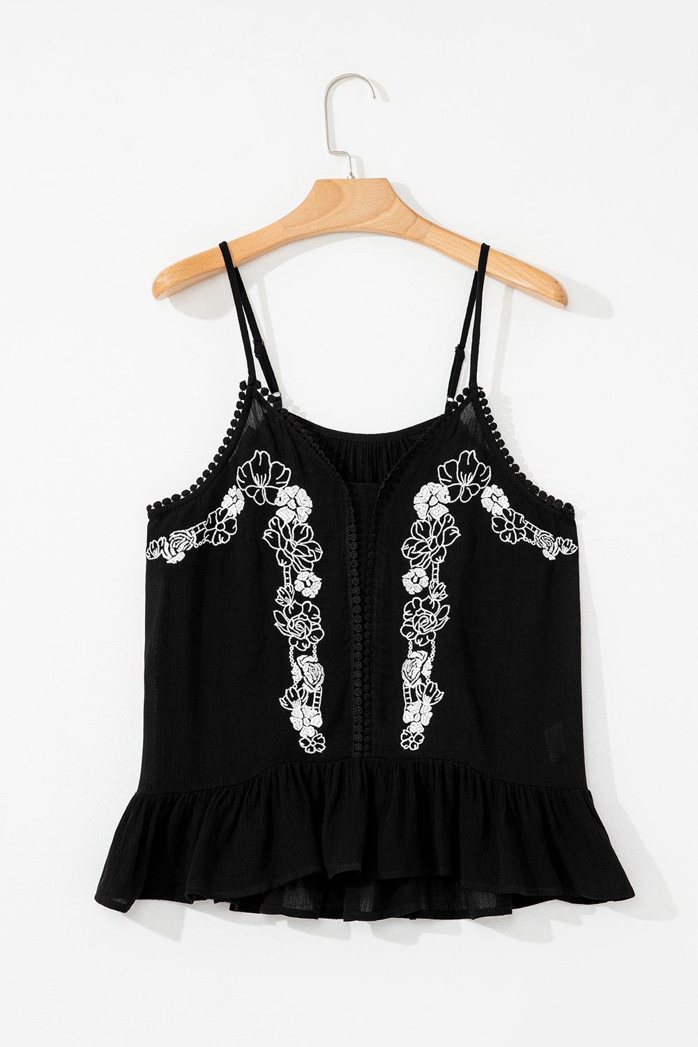 Flower Trails Black Embroidered Top