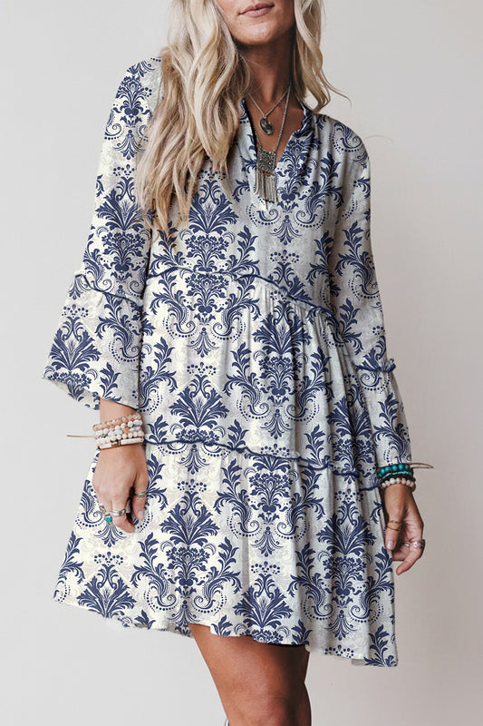 Coastal Bloom Boho Mini Dress