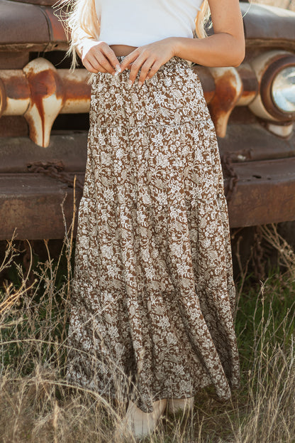 Hazel Blooms Western Floral Maxi Skirt