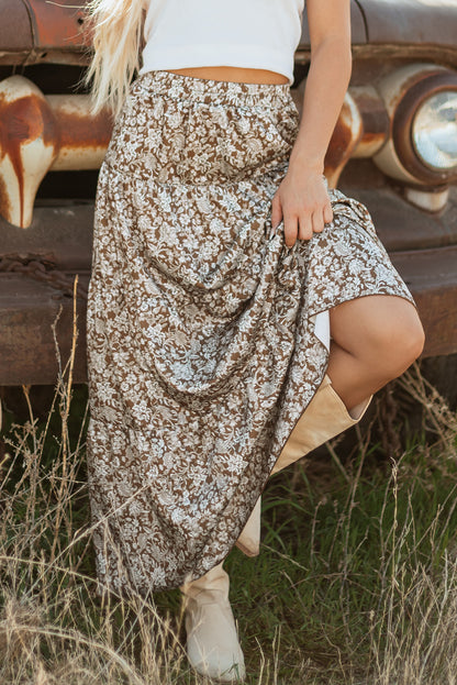 Hazel Blooms Western Floral Maxi Skirt
