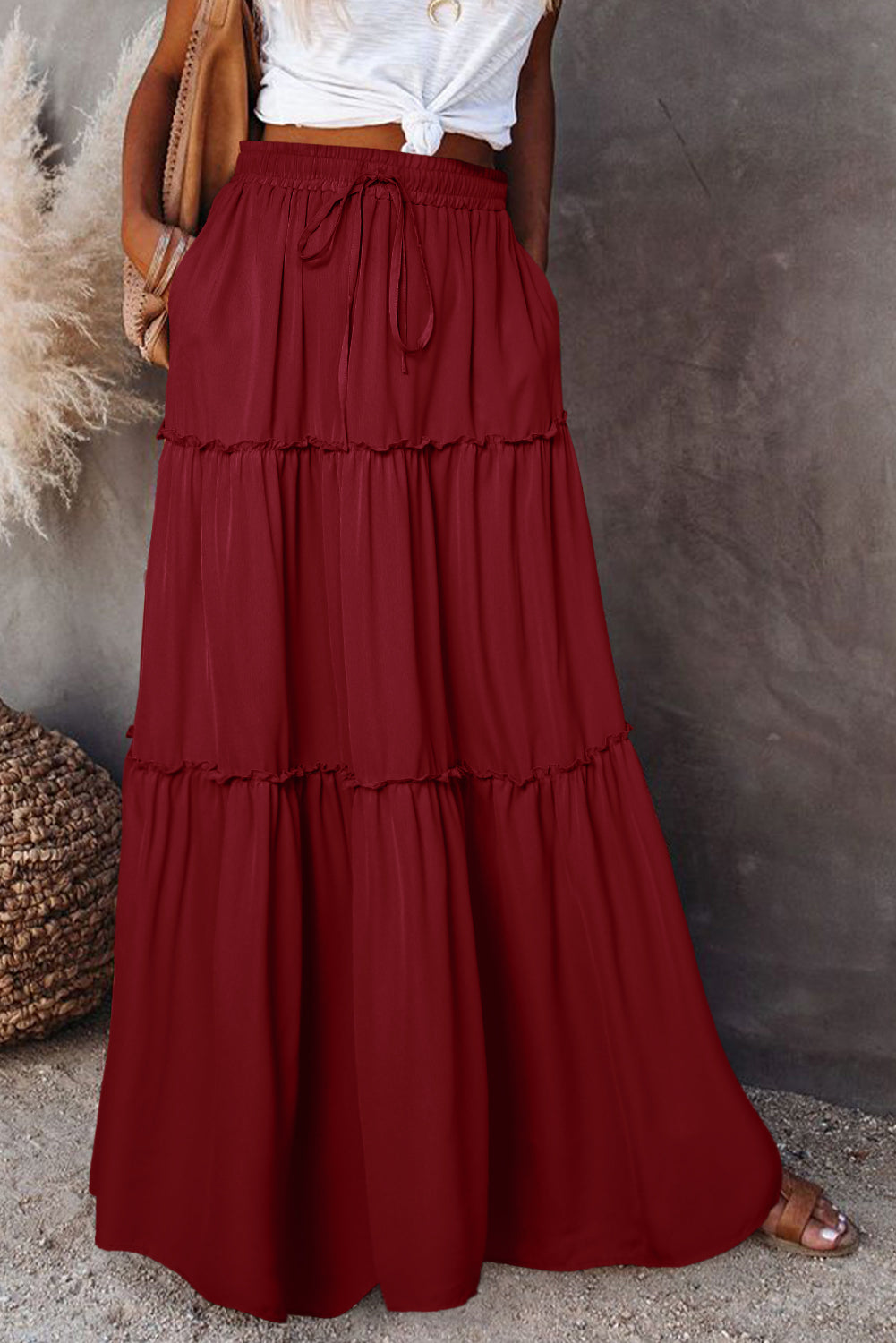 The Outlaw Rose Tiered Maxi Skirt