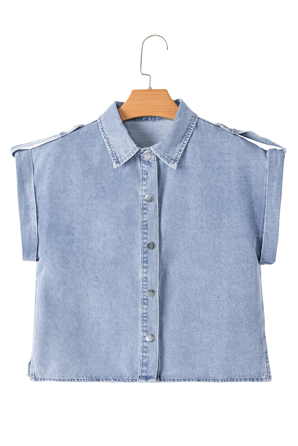 The Billy Jean Denim Cap Sleeve Button Up Shirt