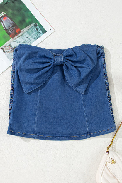 The Sailor - Vintage Bow Denim Tube Top