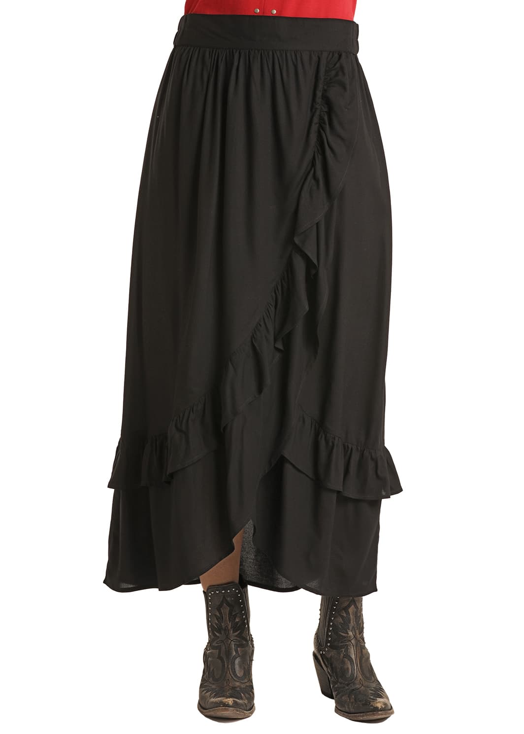 Panhandle Tiered Ruffle Skirt - black