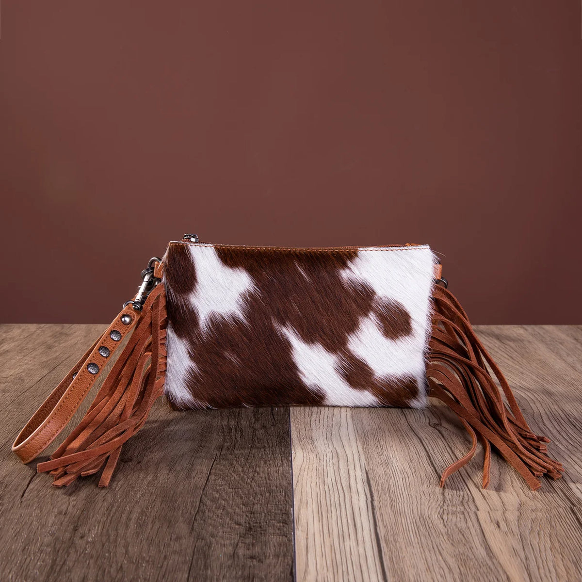 Montana West Genuine Cowhide Clutch & Crossbody Purse – Brown