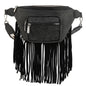 Montana West Floral Tooled Fringe Fanny Pack - Black