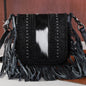 Montana West Genuine Leather Fringe Tooled Collection - Black