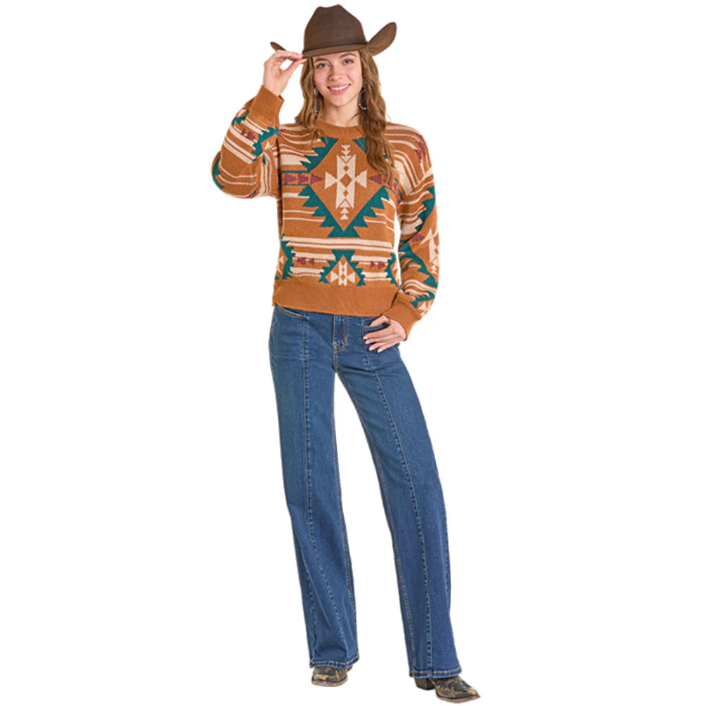 Multicolor Aztec Knit Sweater by Rock and Roll Denim