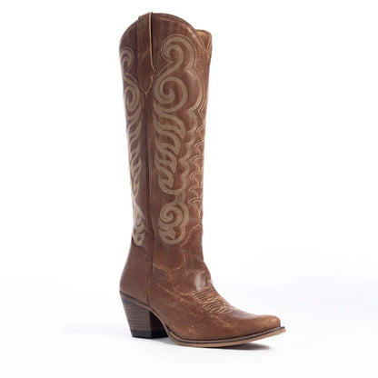 Nalejandra Leather Boots in Chocolate Brown by Myra