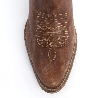 Nalejandra Leather Boots in Chocolate Brown by Myra