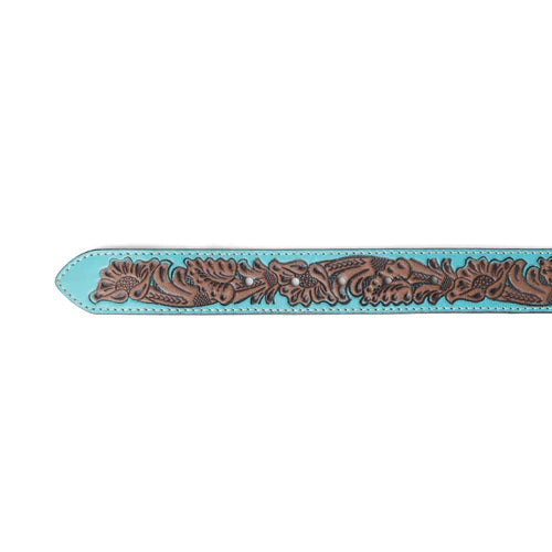 Barrel Bloom Leather Belt in Mahogany Brown