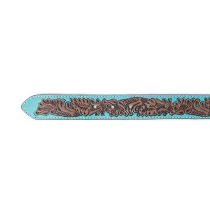 Barrel Bloom Leather Belt in Mahogany Brown